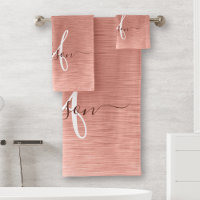 Rose Gold Brushed Metal Glitzer Monogram Name