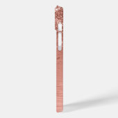 Rose Gold Brushed Metal Glitzer Monogram Name Case-Mate iPhone Hülle (Rückseite / Links)