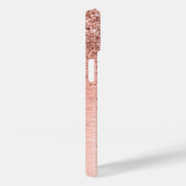 Rose Gold Brushed Metal Glitzer Monogram Name Case-Mate iPhone Hülle (Rückseite / Rechts)