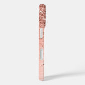 Rose Gold Brushed Metal Glitzer Monogram Name Case-Mate iPhone Hülle (Rückseite / Rechts)