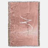 Rose Gold Brushed Metal Glitzer Monogram Name Decke (Vorderseite Vertikal)