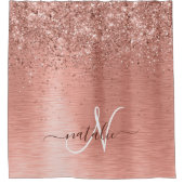 Rose Gold Brushed Metal Glitzer Monogram Name Duschvorhang (Vorderseite)
