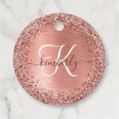 Rose Gold Brushed Metal Glitzer Monogram Name Geschenkanhänger (Rückseite)