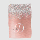 Rose Gold Brushed Metal Glitzer Monogram Name Golfhandtuch (Vorderseite)