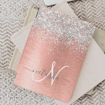 Rose Gold Brushed Metal Glitzer Monogram Name iPad Air Hülle<br><div class="desc">Dieses schicke Design mit hübschem silberglänzenden Glitzer auf einer Rose mit goldgebürstetem metallischem Hintergrund ist einfach zu personalisieren.</div>