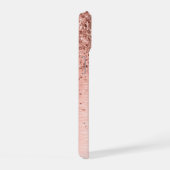 Rose Gold Brushed Metal Glitzer Monogram Name iPhone 15 Hülle (Rechte Seite)