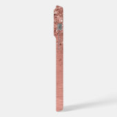 Rose Gold Brushed Metal Glitzer Monogram Name iPhone Hülle (Linke Seite)
