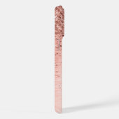 Rose Gold Brushed Metal Glitzer Monogram Name iPhone Hülle (Rechte Seite)