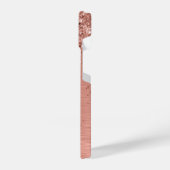 Rose Gold Brushed Metal Glitzer Monogram Name iPhone Hülle (Linke Seite)