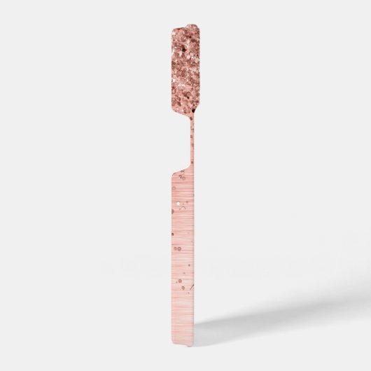 Rose Gold Brushed Metal Glitzer Monogram Name iPhone Hülle (Rechte Seite)