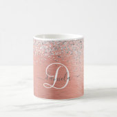 Rose Gold Brushed Metal Glitzer Monogram Name Kaffeetasse (Mittel)