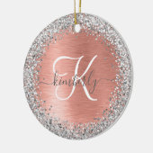Rose Gold Brushed Metal Glitzer Monogram Name Keramik Ornament (Links)