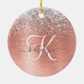 Rose Gold Brushed Metal Glitzer Monogram Name Keramik Ornament (Hinten)