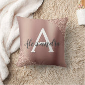 Rose Gold Brushed Metal Glitzer Monogram Name Kissen (Decke)