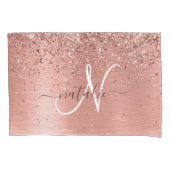 Rose Gold Brushed Metal Glitzer Monogram Name Kissenbezug (Vorderseite)