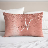 Rose Gold Brushed Metal Glitzer Monogram Name Kissenbezug