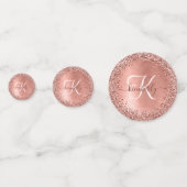 Rose Gold Brushed Metal Glitzer Monogram Name Konfetti (Rückseiten)