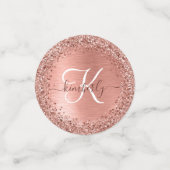 Rose Gold Brushed Metal Glitzer Monogram Name Konfetti (Klein Vorderseite)