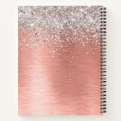 Rose Gold Brushed Metal Glitzer Monogram Name Notizblock (Rückseite)