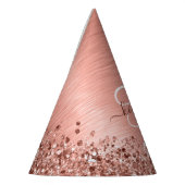 Rose Gold Brushed Metal Glitzer Monogram Name Partyhütchen (Links)