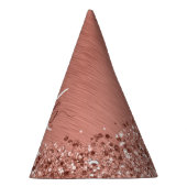 Rose Gold Brushed Metal Glitzer Monogram Name Partyhütchen (Rechts)