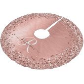Rose Gold Brushed Metal Glitzer Monogram Name Polyester Weihnachtsbaumdecke (Schrägansicht)