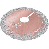 Rose Gold Brushed Metal Glitzer Monogram Name Polyester Weihnachtsbaumdecke (Schrägansicht)