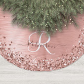 Rose Gold Brushed Metal Glitzer Monogram Name Polyester Weihnachtsbaumdecke