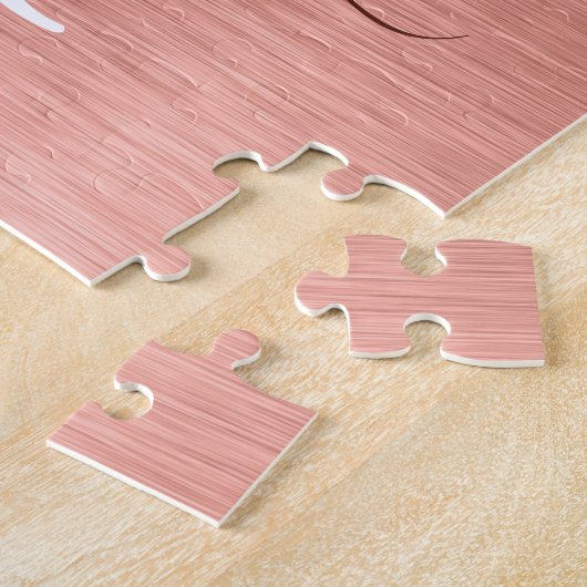 Rose Gold Brushed Metal Glitzer Monogram Name Puzzle (Seite)