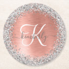 Rose Gold Brushed Metal Glitzer Monogram Name