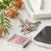 Rose Gold Brushed Metal Glitzer Monogram Name Schlüsselanhänger (Seite)