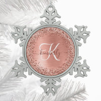 Rose Gold Brushed Metal Glitzer Monogram Name