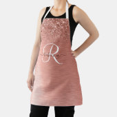 Rose Gold Brushed Metal Glitzer Monogram Name Schürze (InSitu)
