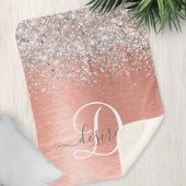 Rose Gold Brushed Metal Glitzer Monogram Name Sherpadecke