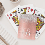Rose Gold Brushed Metal Glitzer Monogram Name Spielkarten<br><div class="desc">Dieses schicke Design mit hübschen silber funkelnden Imitaten Glitzer auf einer Rose mit goldfarbenem metallischem Hintergrund ist einfach zu personalisieren.</div>
