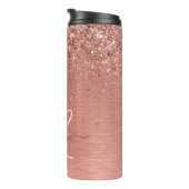 Rose Gold Brushed Metal Glitzer Monogram Name Thermosbecher (Nach rechts gedreht)