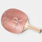 Rose Gold Brushed Metal Glitzer Monogram Name Tischtennis Schläger (Seitenansicht)