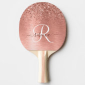 Rose Gold Brushed Metal Glitzer Monogram Name Tischtennis Schläger (Vorderseite)