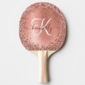 Rose Gold Brushed Metal Glitzer Monogram Name Tischtennis Schläger (Vorderseite)