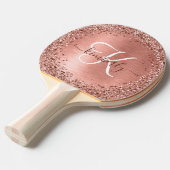 Rose Gold Brushed Metal Glitzer Monogram Name Tischtennis Schläger (Vorderseite)