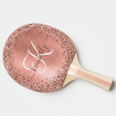 Rose Gold Brushed Metal Glitzer Monogram Name Tischtennis Schläger (Seitenansicht)