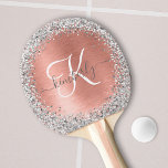 Rose Gold Brushed Metal Glitzer Monogram Name Tischtennis Schläger<br><div class="desc">Dieses schicke Tischtennispongpaddel-Design mit hübsch silber funkelndem Imitat Glitzer auf einer Rose mit goldgelb gebürstetem metallischem Hintergrund ist einfach zu personalisieren.</div>