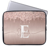 Rose Gold Brushed Metal Glitzer Tropfen Mit Monogr Laptopschutzhülle (Vorderseite)