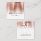Rose Gold Brushed Metal Monogram Elegance Script Quadratische Visitenkarte (Vorne/Hinten)