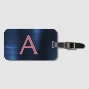 Rose Gold Brushed Metal Monogram Name und Initial Gepäckanhänger