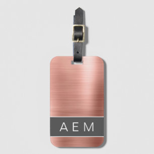 Rose Gold Brushed Metal Monogram Name und Initial Gepäckanhänger
