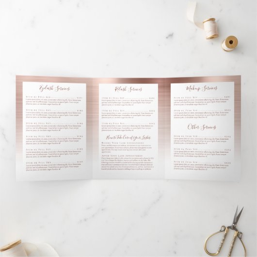 Rose Gold Brushed Metal Monogram Script Broschüre (Innenseite)