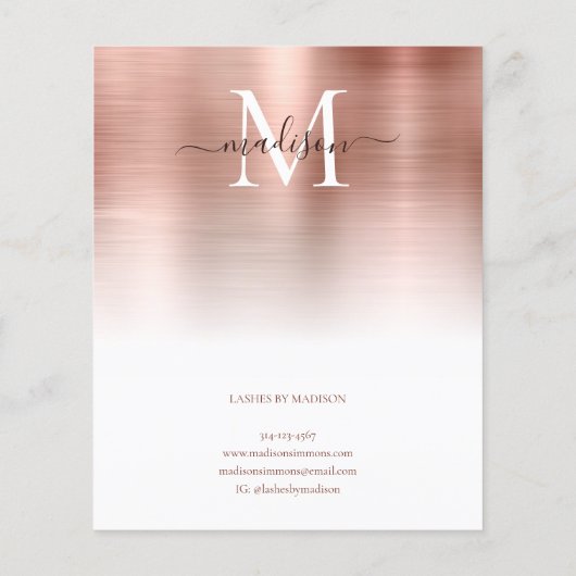 Rose Gold Brushed Metal Monogram Stylish Script Bu (Rückseite)