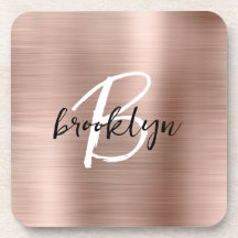 Rose Gold Brushed Metal Schwarz-weiß Monogram