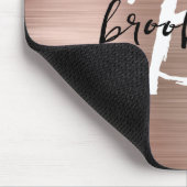 Rose Gold Brushed Metal Schwarz-weiß Monogram Mousepad (Ecke)